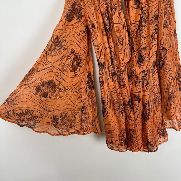 Sabina Musayev Caroline Mini Dress Silk Chiffon Flare Bell Long Sleeve Open Back - Picture 6 of 12